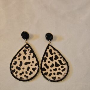 Cheetah Print Beaded Teardrop Earrings